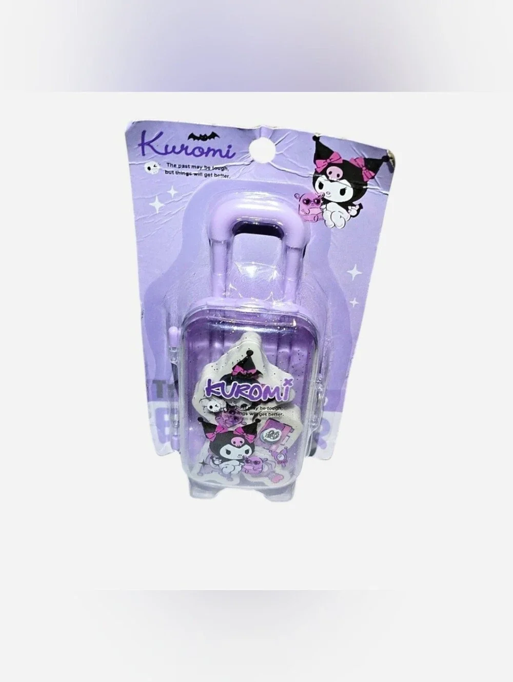 Sanrio Kuromi Mini Rolling Suitcase Eraser Set NIB RARE